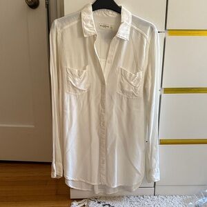 Abercrombie & Fitch Classic White Button Up White Shirt,100% Viscose, Size Small